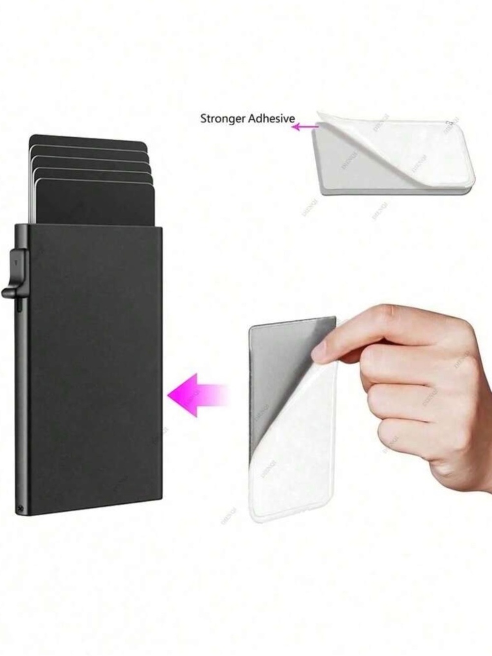 Slim RFID Blocking Card Wallet - Black - Picture 3 of 5